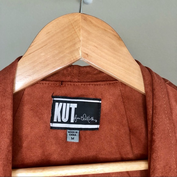 Faux Suede Drape Jacket Kut From The Kloth, Burnt Orange/Rust Size Medium - Picture 3 of 5